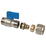 Mini-vanne  pour collecteur 16x1/2''M  bleu