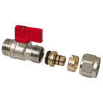 Mini-vanne  pour collecteur 16x1/2''M  rouge